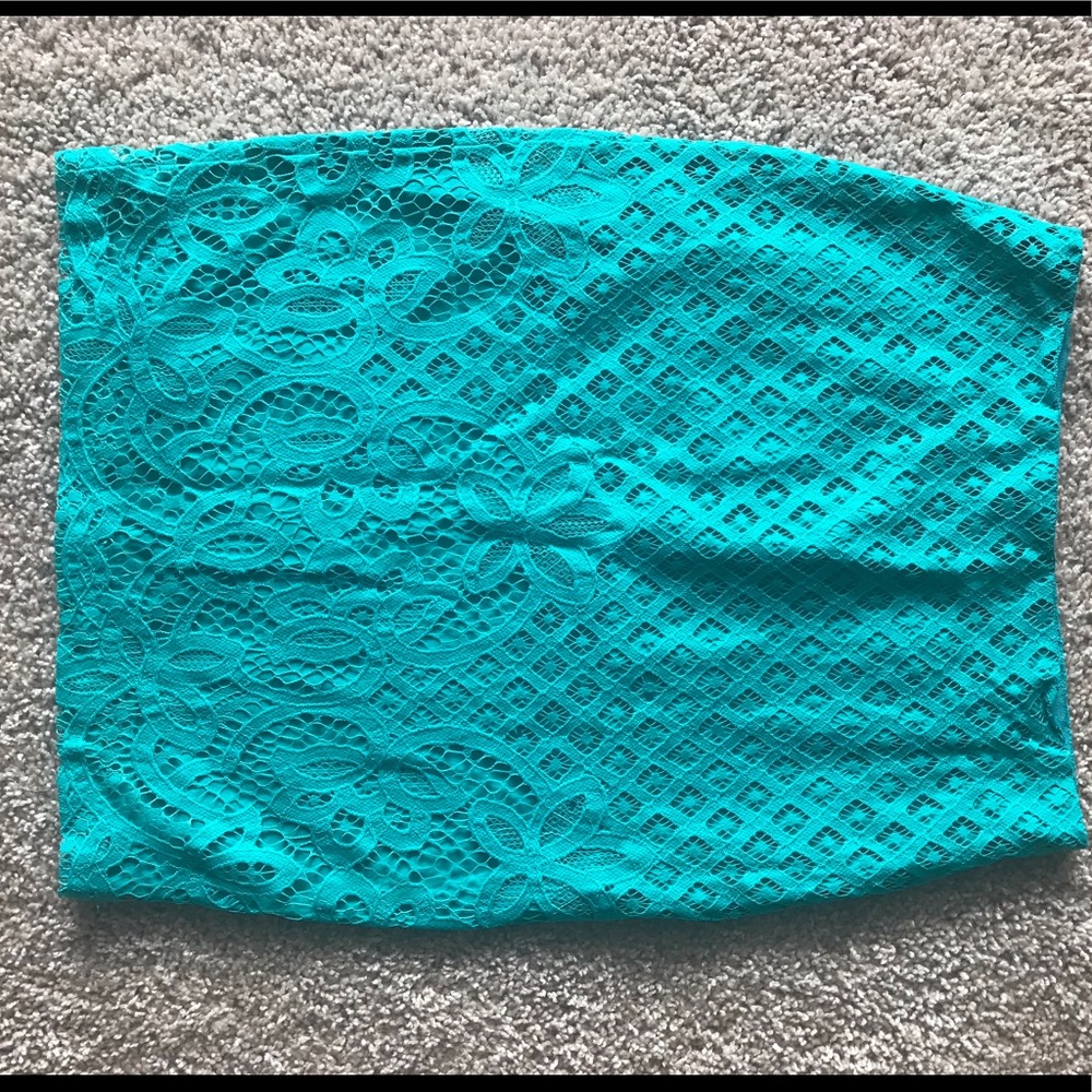 Teal lace skirt
